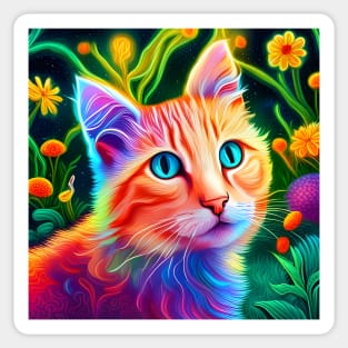 Neon Kitten in Garden Sticker